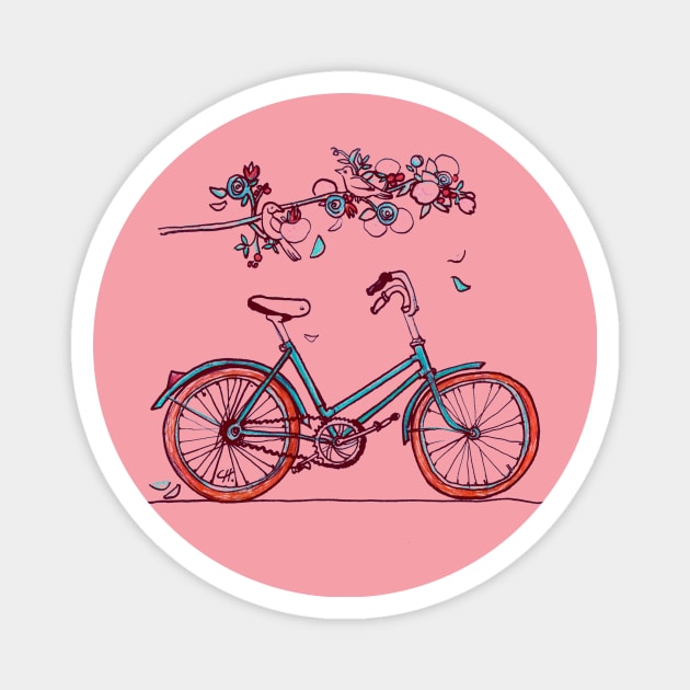 Spring bike Magnet by nataly sova